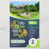 Blue Lawn Care Landscaping Trimming Mowing Service Flyer (Voorkant)