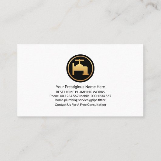 Blue Layer Gold Line Home Plumbing Visitekaartje (Achterkant)