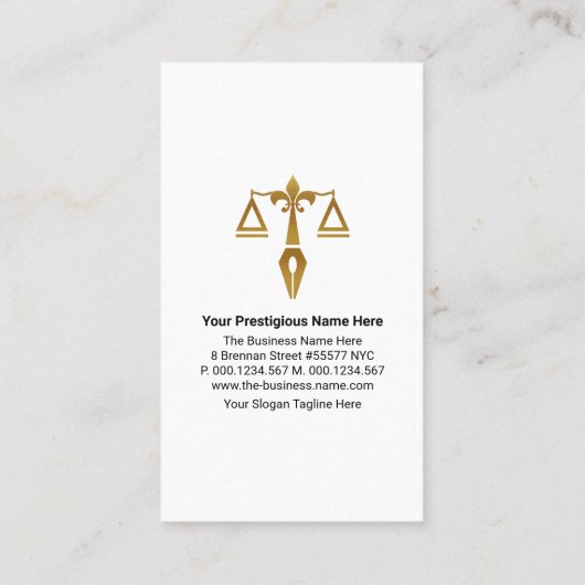 Blue Layer Gold Tab Scales of Justice Lawyer Visitekaartje (Achterkant)