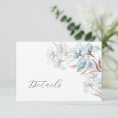 Blue Layered Flowers Wedding Details Informatiekaartje (Staand voorkant)