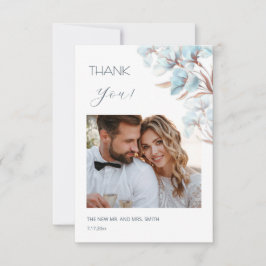 Blue Layered Flowers Wedding Thank You Card Bedankkaart