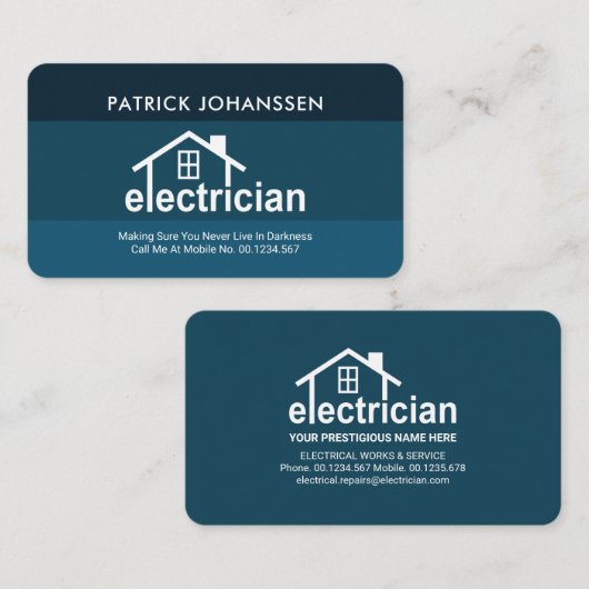 Blue Layers Creative Electricia Home Visitekaartje (Voorkant / Achterkant)