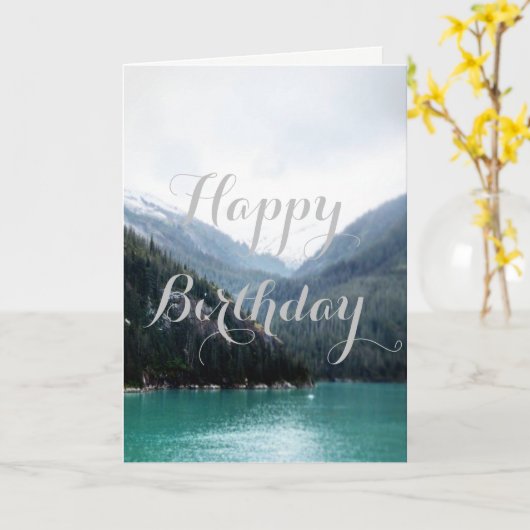 Blue Layers Verjaardag Kaart (Gele Bloem)