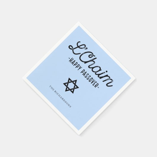 Blue L'Chaim Happy Pascha in trendy typografie Servetten (Hoek)