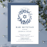 Blue Leaf Bar Mitzvah uitnodiging<br><div class="desc">Mooie Bar Mitzvah-uitnodigingen met een zachte blauw blauw en Star van David op een witte achtergrond. Draai onze uitnodiging om het uitzicht een coördinerende achterzijde te geven voor een extra speciale aanraking. Bezoek onze winkel om ons Bar Mitzvah-collectie te uitzichten.</div>