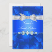 Blue Leaf & Bow Sweet Sixteen Invite Kaart (Voorkant)