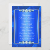 Blue Leaf & Bow Sweet Sixteen Invite Kaart (Achterkant)
