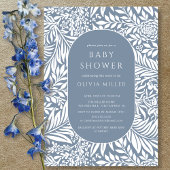 Blue Leaf Floral Baby shower Invitation Kaart