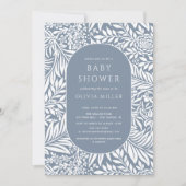 Blue Leaf Floral Baby shower Invitation Kaart (Voorkant)