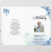 Blue leaf Funeral Program sjabloon (Voorkant / Achterkant)