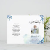 Blue leaf Funeral Program sjabloon (Staand voorkant)