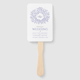 blue leaf monogram voor bruiloft handwaaier