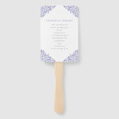 blue leaf monogram voor bruiloft handwaaier (Achterkant)