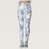 Blue Leaf Pattern Natuur Art Leggings (Voorkant)