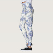 Blue Leaf  Pattern Natuur Art Leggings (Links)