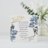 Blue Leaf Wedding Bedankkaart (Staand voorkant)