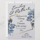 Blue Leaf Wedding Invitations Kaart (Voorkant)