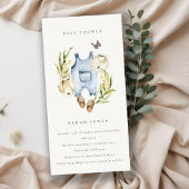 Blue Leafy Foliage Baby Clothes Baby shower Invite Bedankkaart