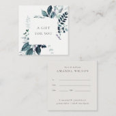 Blue Leafy Tropical Foliage Fern Gift Certificate Vierkante Visitekaartje (Voorkant / Achterkant)