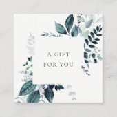 Blue Leafy Tropical Foliage Fern Gift Certificate Vierkante Visitekaartje (Voorkant)