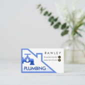 Blue Leaking Faucet Rooftop Building Frame Visitekaartje (Staand voorkant)