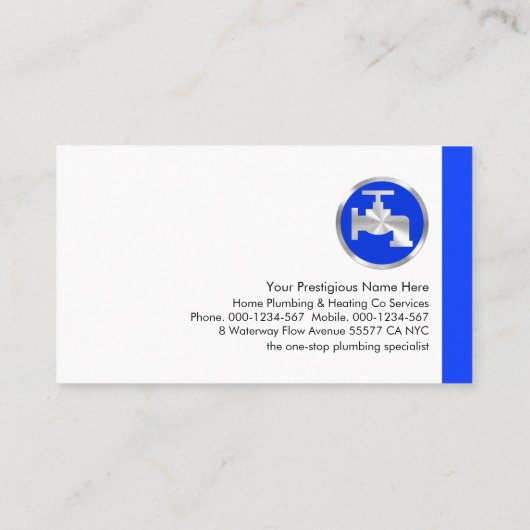 Blue Leaking Home Piping Lijst Visitekaartje (Achterkant)