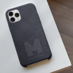 Blue Leather Bold Monogram Masculine Case-Mate iPhone 14 Hoesje<br><div class="desc">Een vet monogram ontwerp</div>