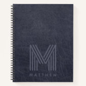 Blue Leather Bold Monogram Masculine Notitieboek (Voorkant)