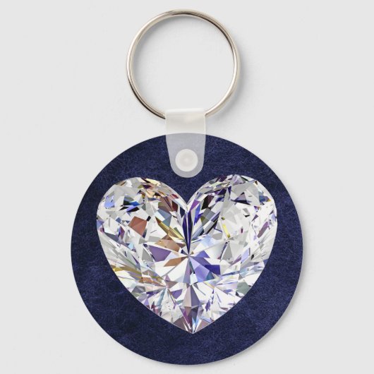 Blue Leather Diamond Heart Keychain (Voorkant)