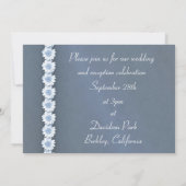Blue Leather en Daisies Biker Wedding Invitation Kaart (Achterkant)