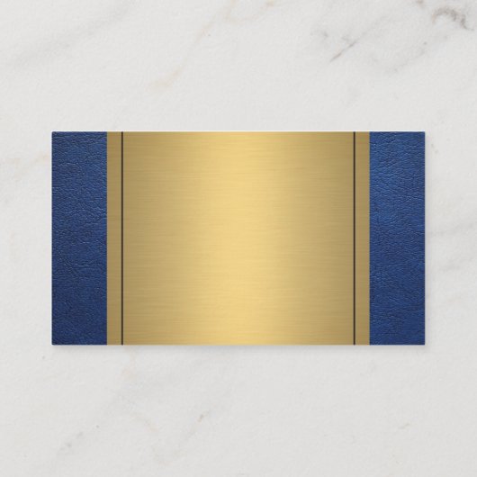 Blue Leather Gold Metallic Visitekaartje (Achterkant)