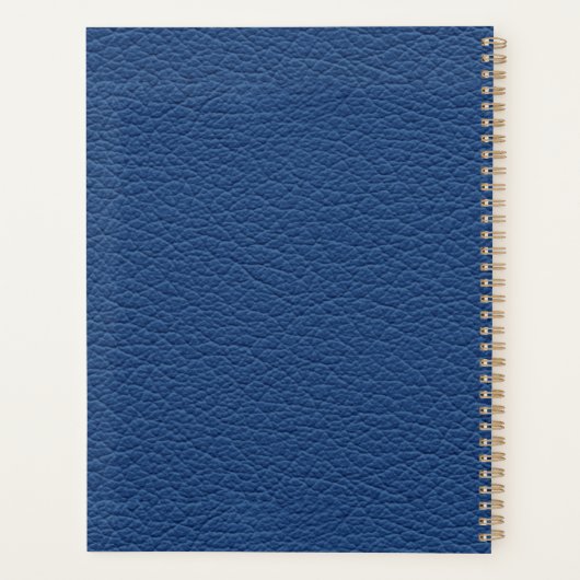 Blue Leather Masculine Personalized Elegant Planner (Achterkant)