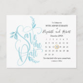 Blue Leaves 50th Jubileum Save the Date Aankondigingskaart (Voorkant)