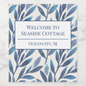 Blue Leaves Airbnb Beach Vacation Rental Wijn Etiket (Enkel label)