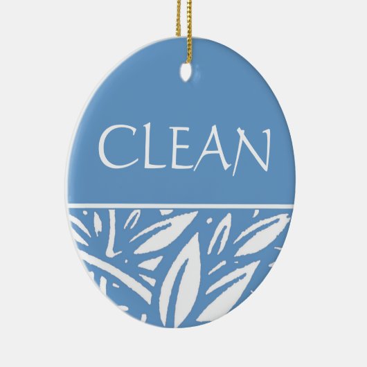 Blue Leaves Clean Dirty Dishwasher Hanger Keramisch Ornament (Rechts)