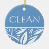 Blue Leaves Clean Dirty Dishwasher Hanger Keramisch Ornament (Voorkant)