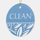 Blue Leaves Clean Dirty Dishwasher Hanger Keramisch Ornament (Links)