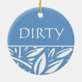 Blue Leaves Clean Dirty Dishwasher Hanger Keramisch Ornament (Achterkant)