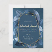 Blue Leaves Gold Lijst repetitie diner Kaart (Voorkant)