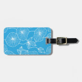 Blue Leaves Lotus Flowers Blossom Bagagelabel (Voorkant horizontaal)
