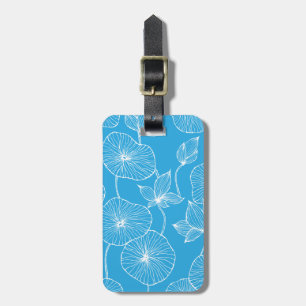 Blue Leaves Lotus Flowers Blossom Bagagelabel