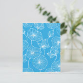 Blue Leaves Lotus Flowers Blossom Briefkaart (Staand voorkant)