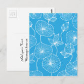 Blue Leaves Lotus Flowers Blossom Briefkaart (Voorkant / Achterkant)
