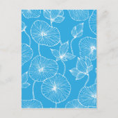 Blue Leaves Lotus Flowers Blossom Briefkaart (Voorkant)