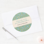 Blue Leaves Pattern Wedding Hartelijk dank, Sticke Ronde Sticker (Envelop)