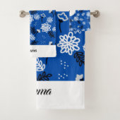 Blue leaves romantic garden bad handdoek (Insitu)