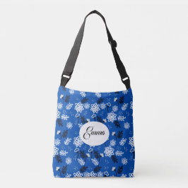 Blue leaves romantic garden crossbody tas
