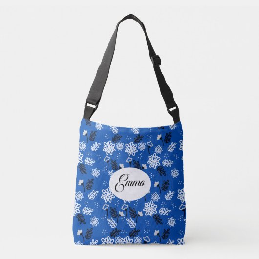 Blue leaves romantic garden crossbody tas (Voorkant)