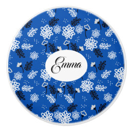 Blue leaves romantic garden keramische knop