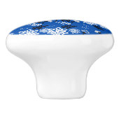 Blue leaves romantic garden keramische knop (Zijkant)